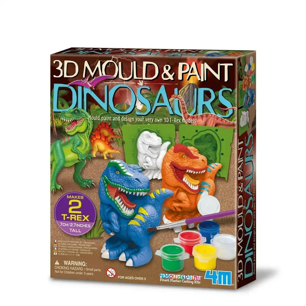 4M 3D Mould & Paint 7cm Dinosaurs Craft/Art T-Rex Colouring Kids Creativity 5y+