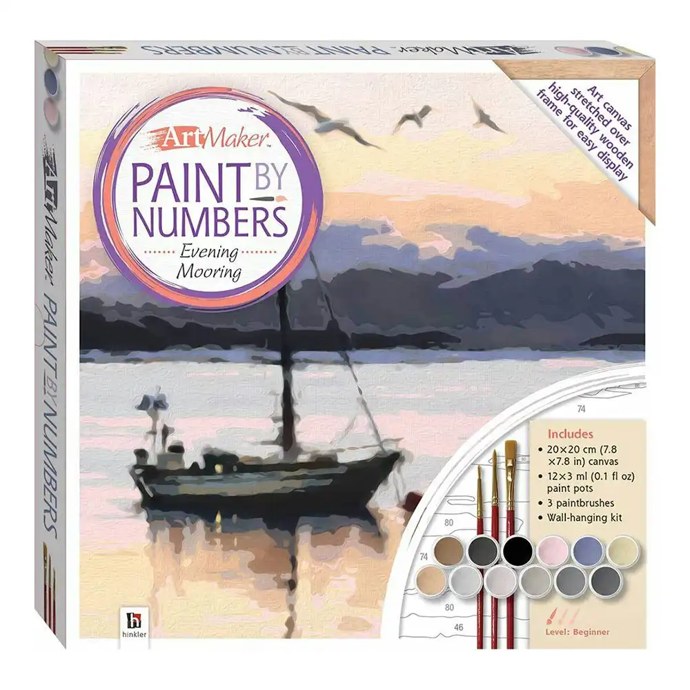 Art Maker Paint by Numbers Canvas Evening Mooring Painting Set Activity 14y+