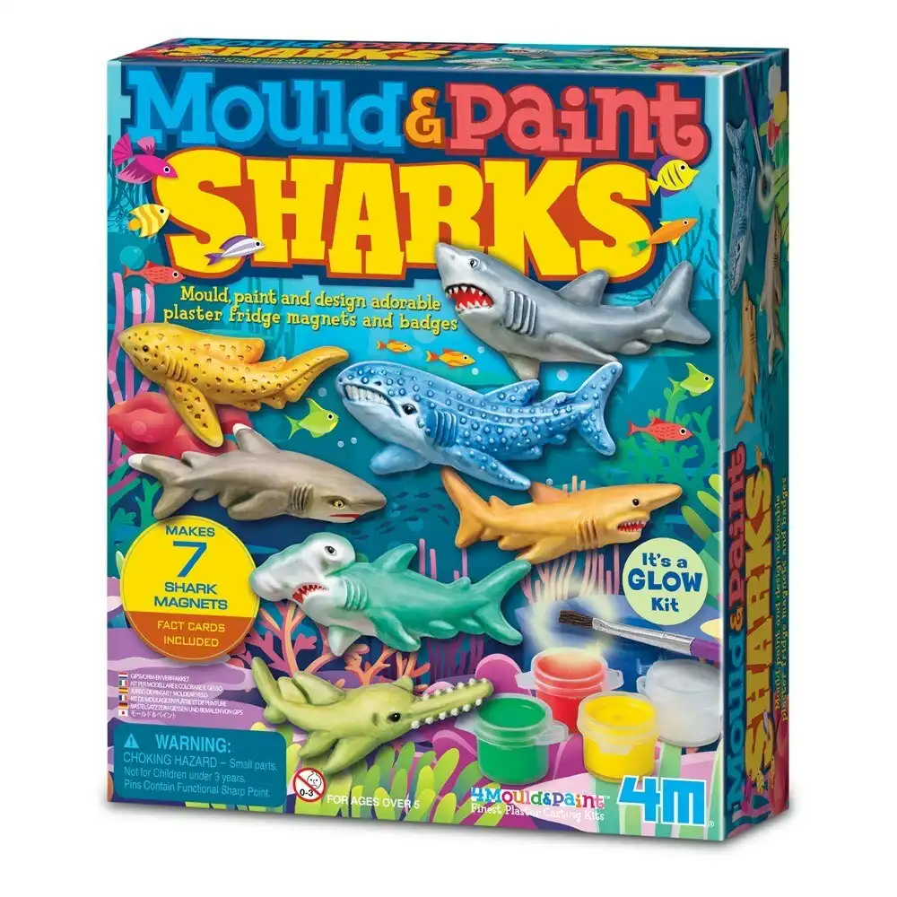 4M Mould & Paint Animal Sharks Kids/Children Art Craft Activity Fun Play Toy 5y+