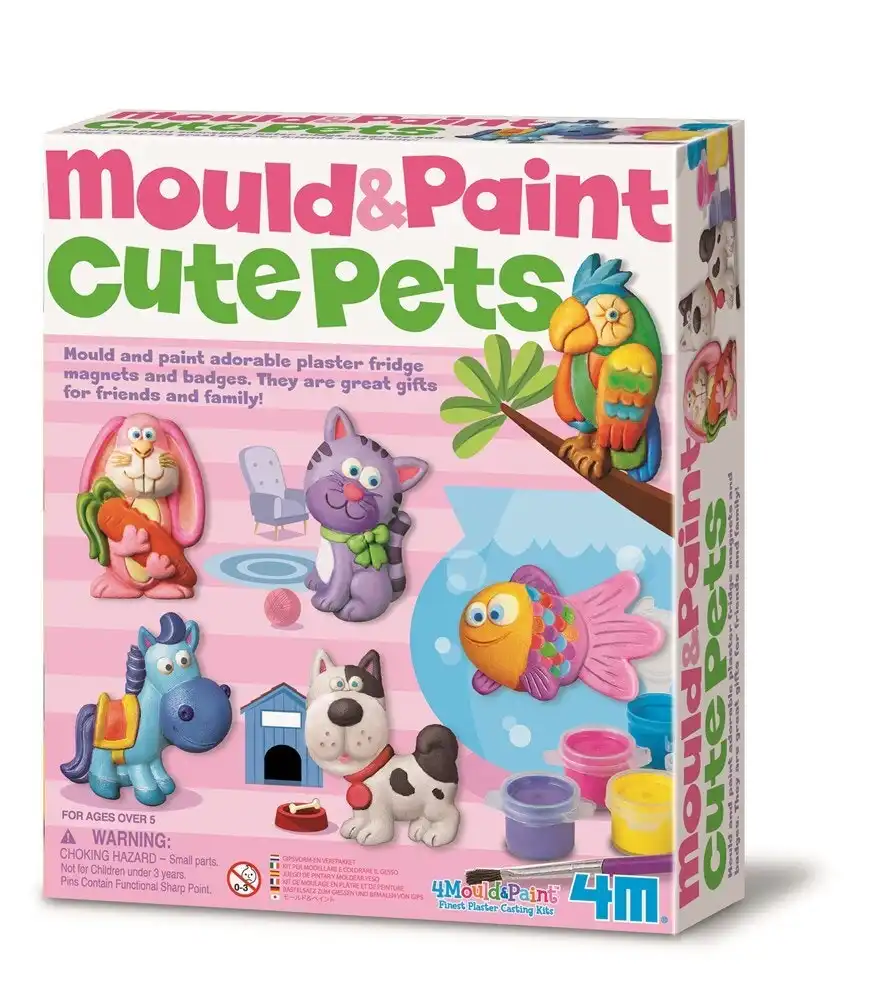 4M Mould & Paint Cute Pets Magnet/Badges Kids/Children Art Painting Activity 5y+