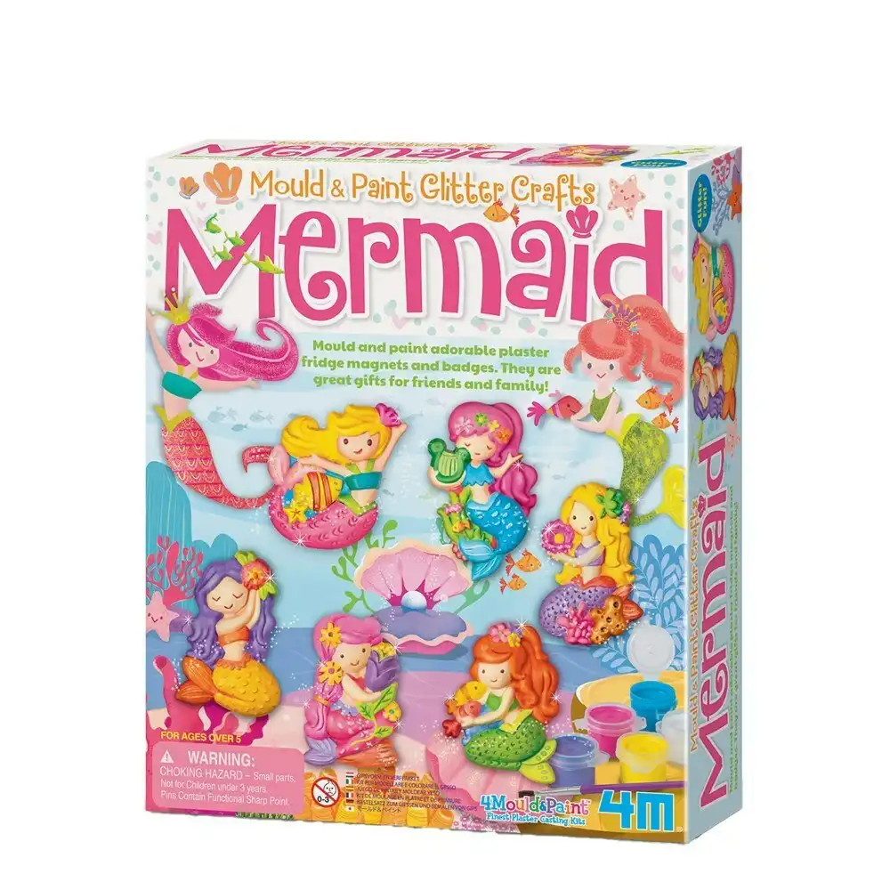 4M Mould & Paint Glitter Mermaid Magnet/Badges Kids Art Painting Activity 5y+