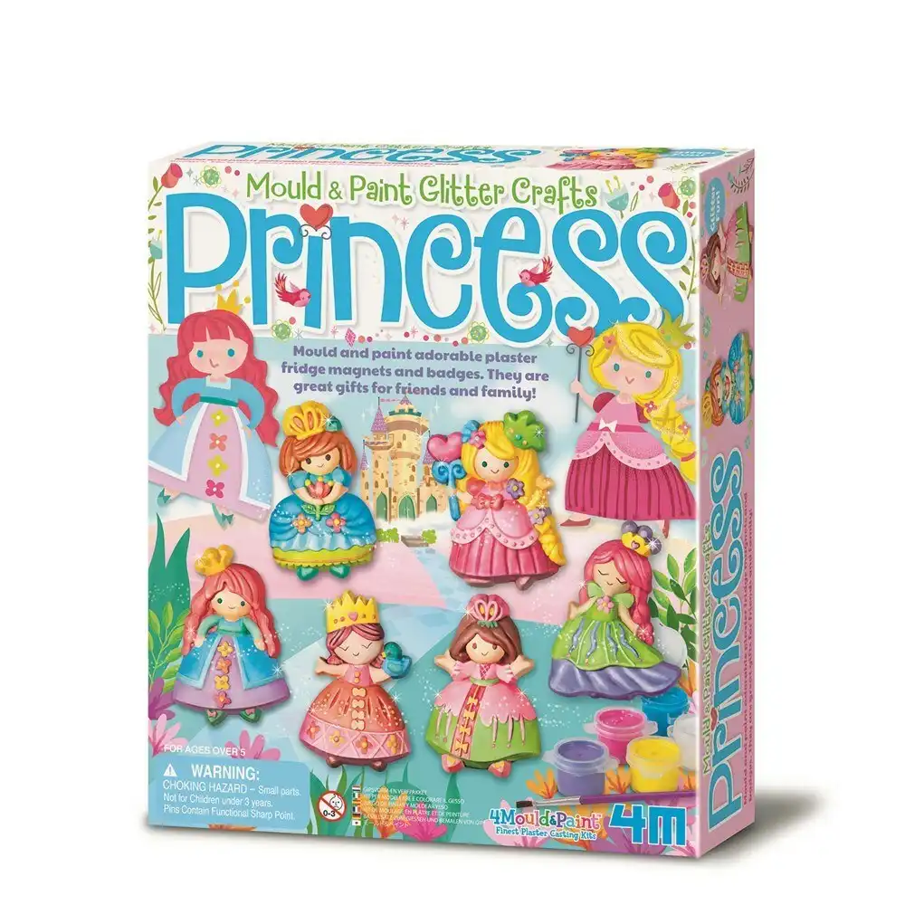 4M Mould & Paint Glitter Princess Magnet/Badges Kids Art Painting Activity 5y+