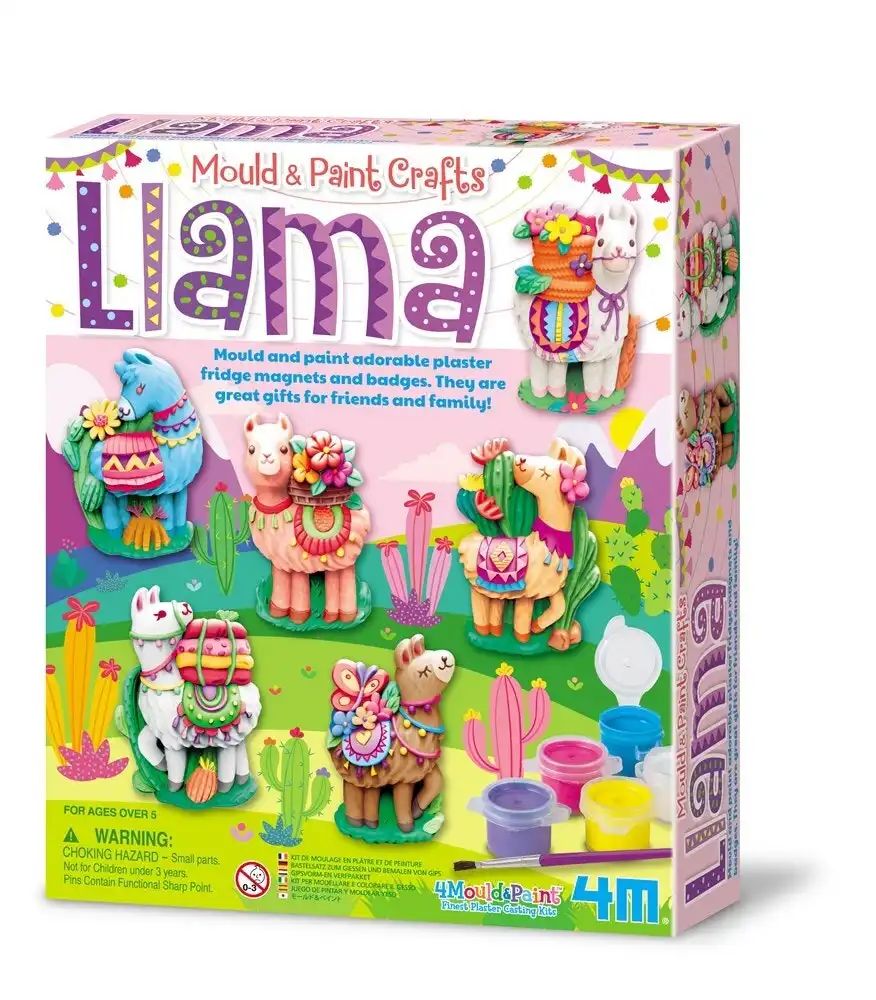 4M Mould & Paint Llamas Magnet/Badges Kids/Children Art Painting Activity 5y+
