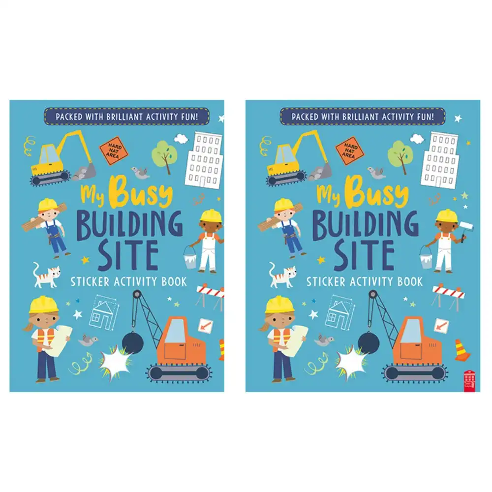 2x Sticker & Activity Busy Building Site Kids/Children Learning Colouring Book