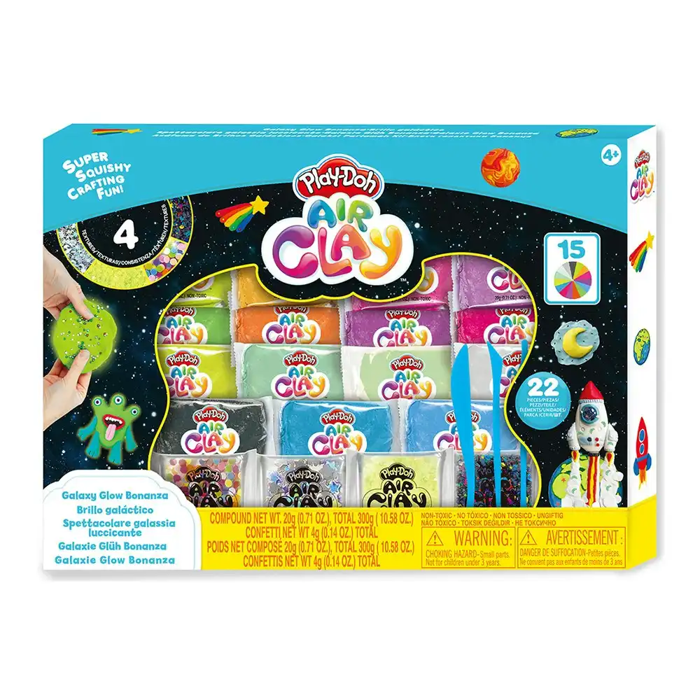 Play-Doh Air Clay Galaxy Glow Bonanza Set Kids/Children Art Craft Play Toy 4y+