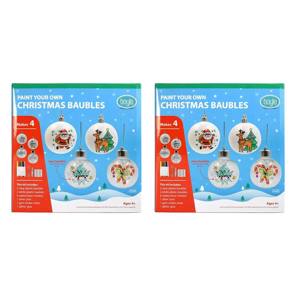 2x Boyle Paint Your Own Christmas Baubles Childrens Art/Craft Activity Kit 4y+