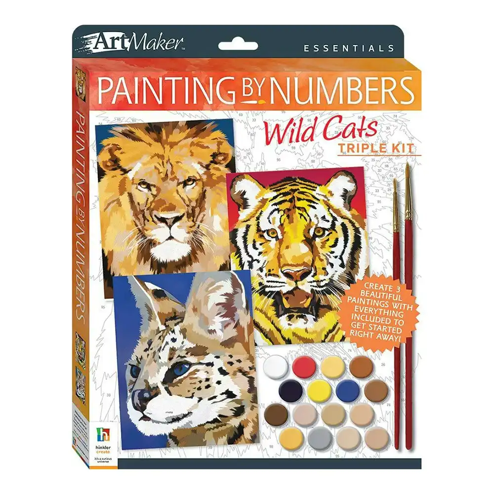Art Maker Essentials: Painting by Numbers Wild Cats Art/Craft Kit Kids 12y+