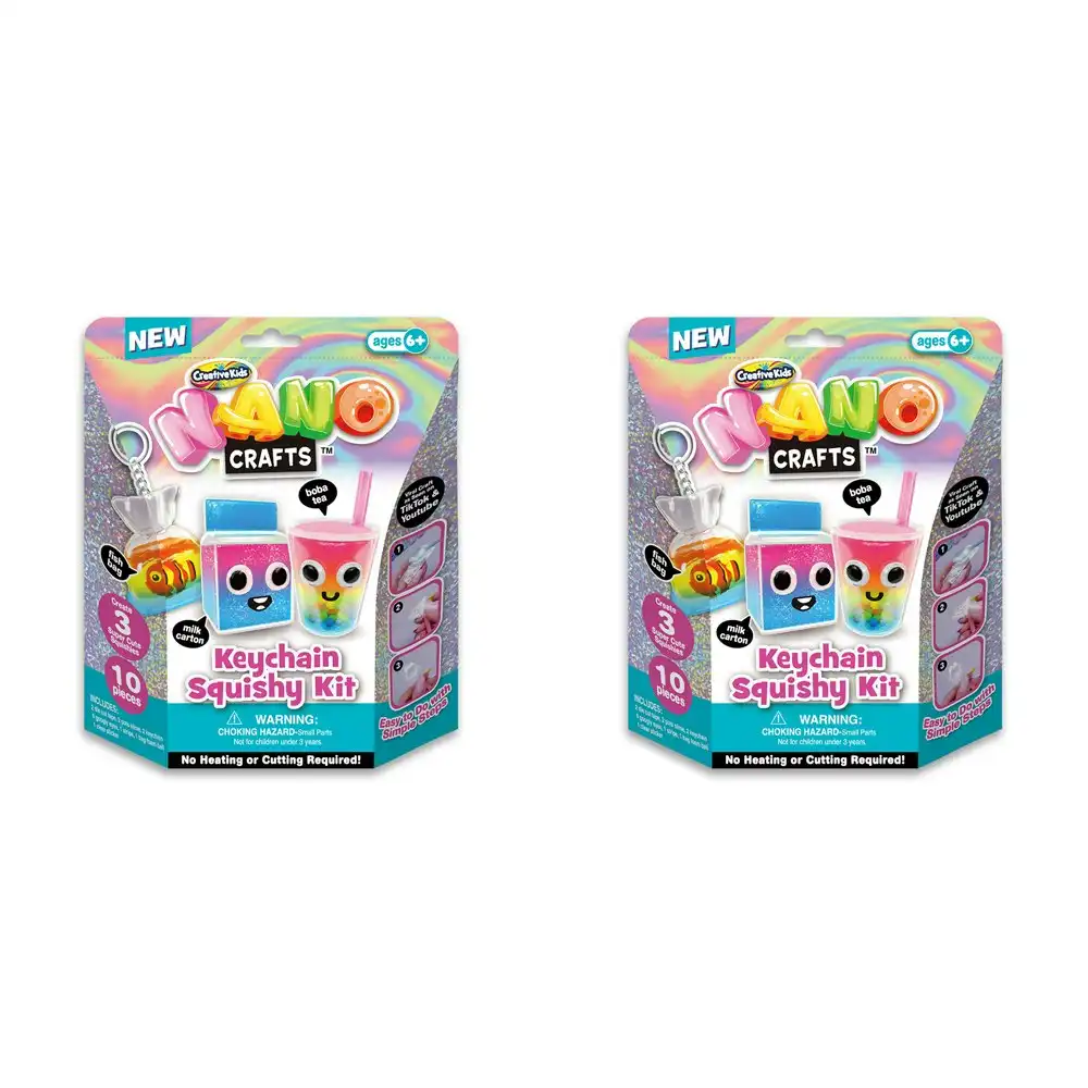 2x Nano Crafts Keychain Squishy Kit Kids/Children DIY Art Craft Fun Play Toy 6y+