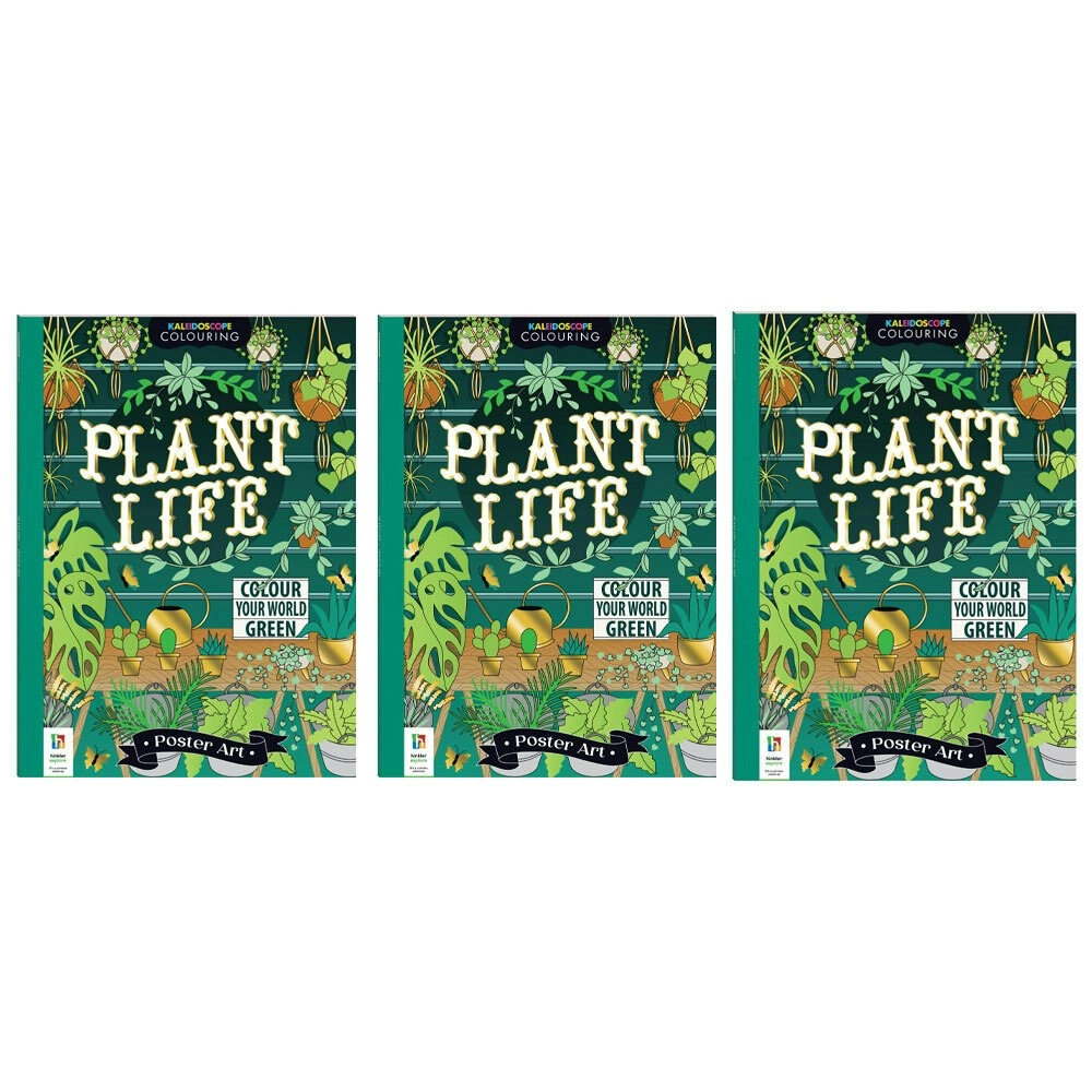 3x Kaleidoscope Poster Art Plant Life Adult Colouring Drawing Activity Book