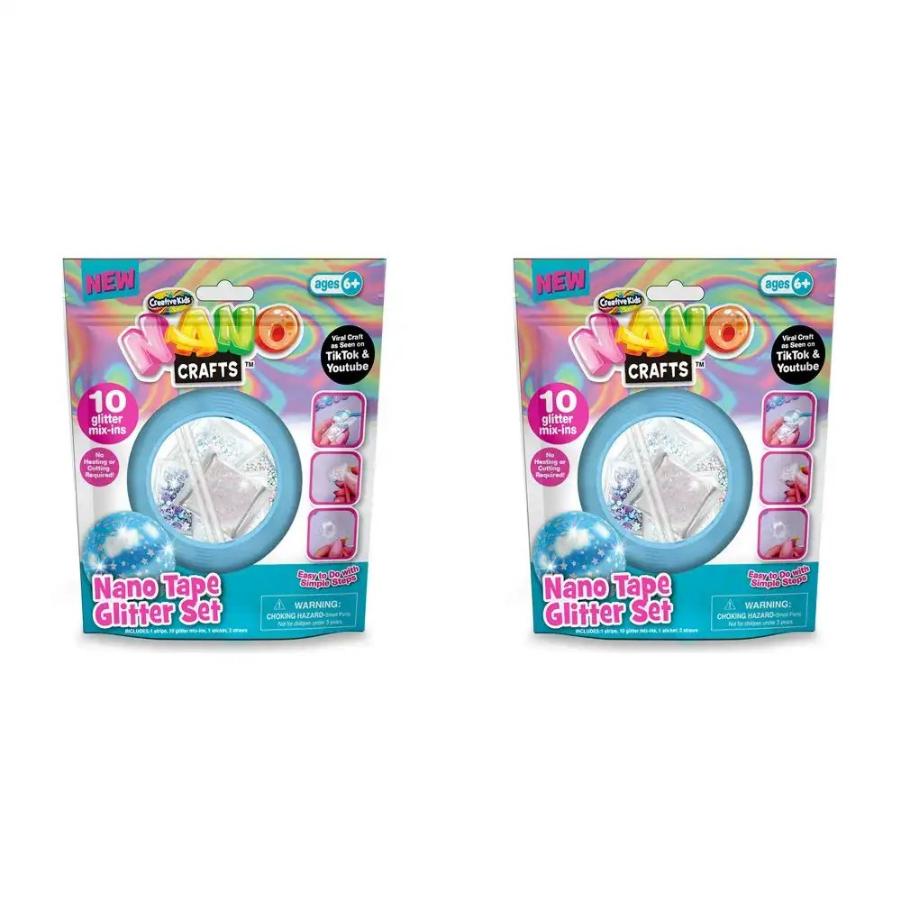 2x Nano Crafts Glitter Tape Set Art Craft Kids/Children Creative Play Toy 6+ BLU