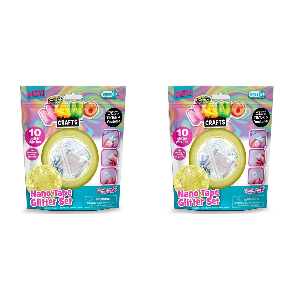 2x Nano Crafts Glitter Tape Set Art Craft Kids/Children Creative Toy 6+ PRPL