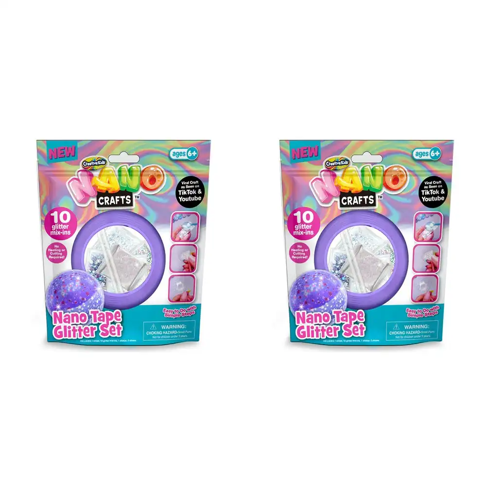 2x Nano Crafts Glitter Tape Set Art Craft Kids/Children Creative Play Toy 6+ GRN