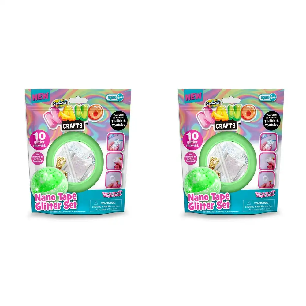 2x Nano Crafts Glitter Tape Set Art Craft Kids/Children Creative Play Toy 6+ PNK