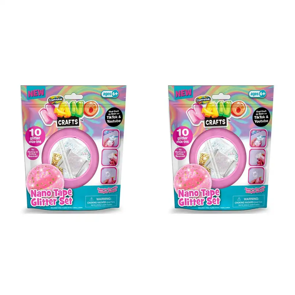 2x Nano Crafts Glitter Tape Set Art Craft Kids/Children Creative Toy 6y+ Yelllow