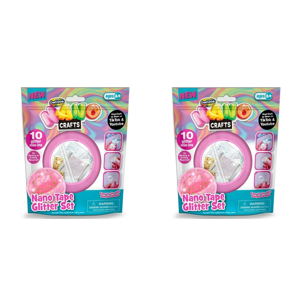 2x Nano Crafts Glitter Tape Set Art Craft Kids/Children Creative Toy 6y+ Yelllow