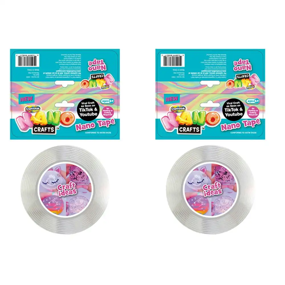 2x Nano Crafts Art Adhesive Tape Kids/Children Imaginative Fun Play Toy 5+ Clear