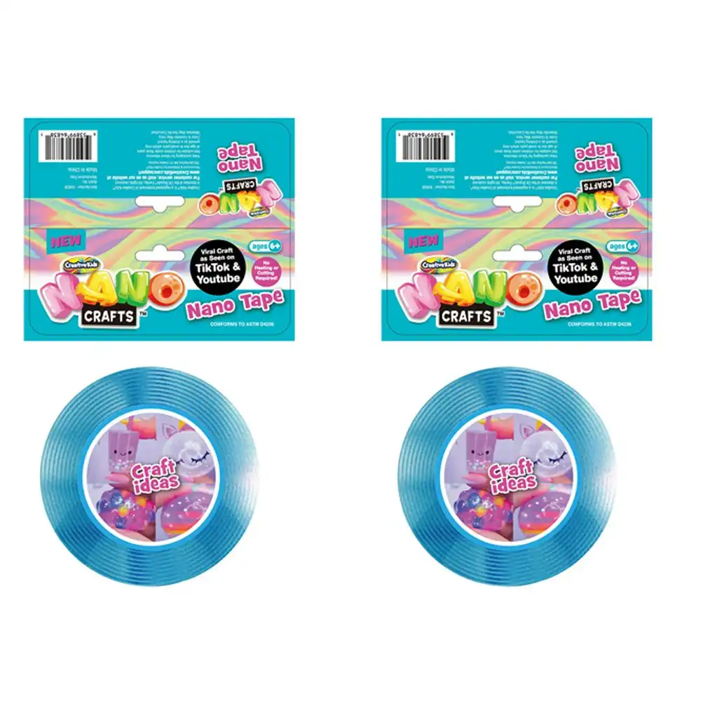 2x Nano Crafts Art Adhesive Tape Kids/Children Imaginative Fun Play Toy 5y+ Blue