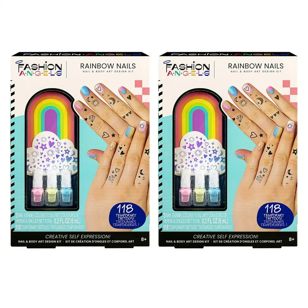 2x Fashion Angels Kids/Childrens Creative Rainbow Nails Polish/Enamel Design Kit
