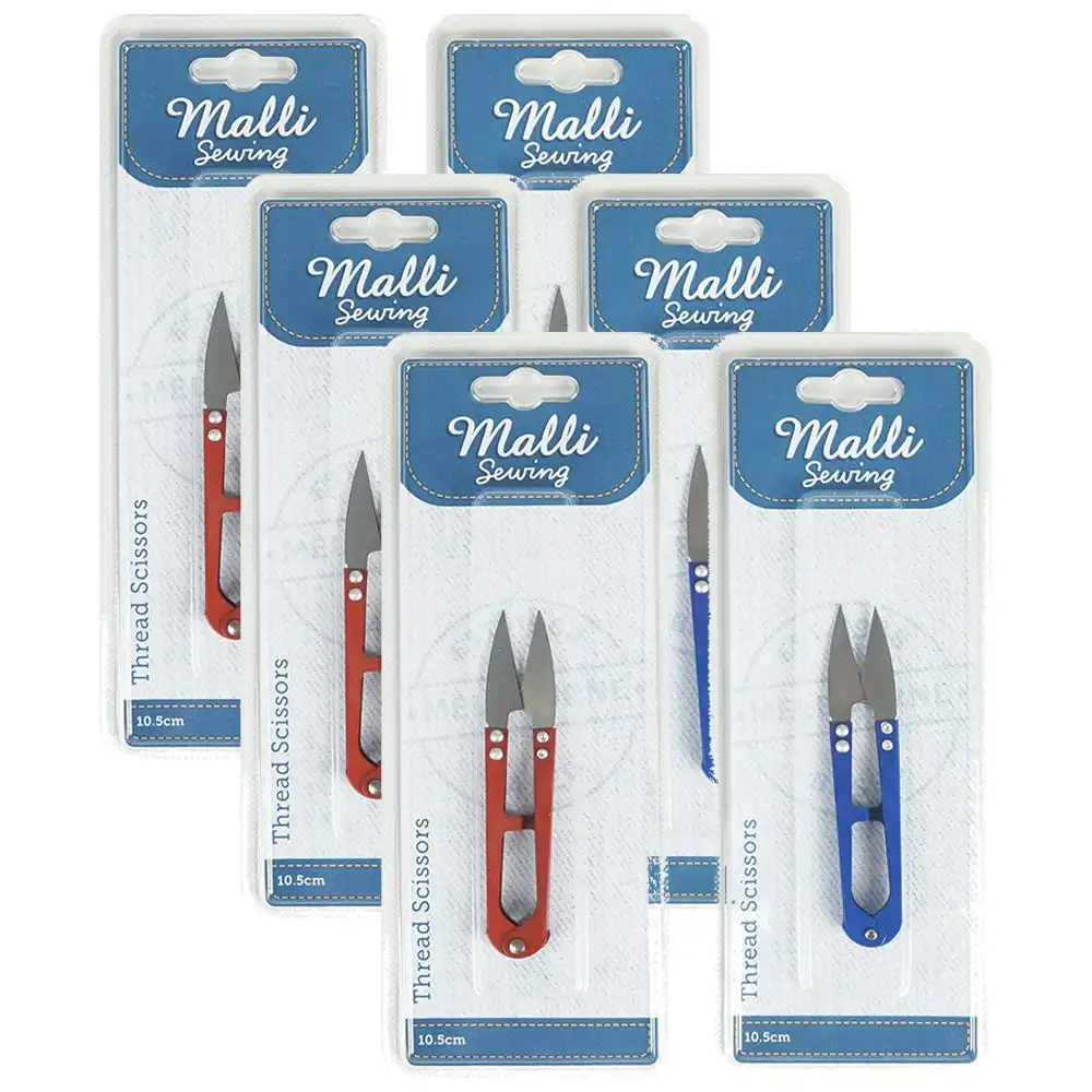 6x Malli 10.5cm Iron Knitting/Sewing Thread Scissors/Cutters - Assorted Colours