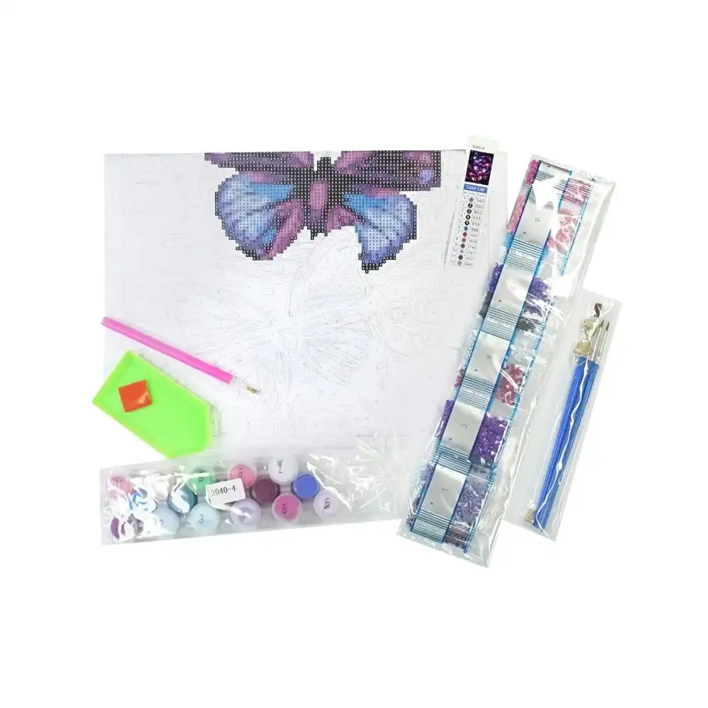 Art Boxd 2-in-1 Canvas Colour By Number & Diamond Art Kids Painting Butterflies