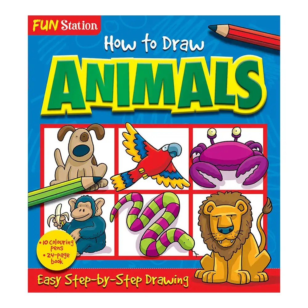 Fun Stations How to Draw Animals Kids/Children Art Craft Activity Drawing Kit 5+