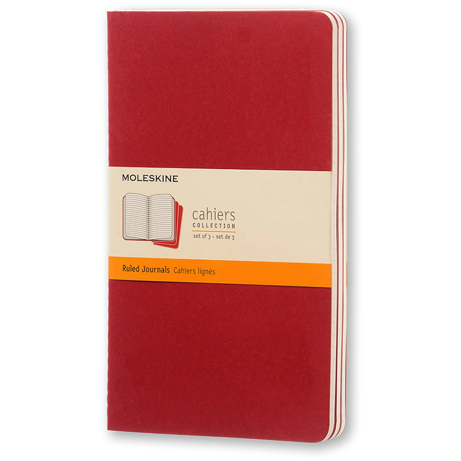 3pc Moleskine Ruled Cahier Notebook Architects/Designers Journal L Cranberry Red