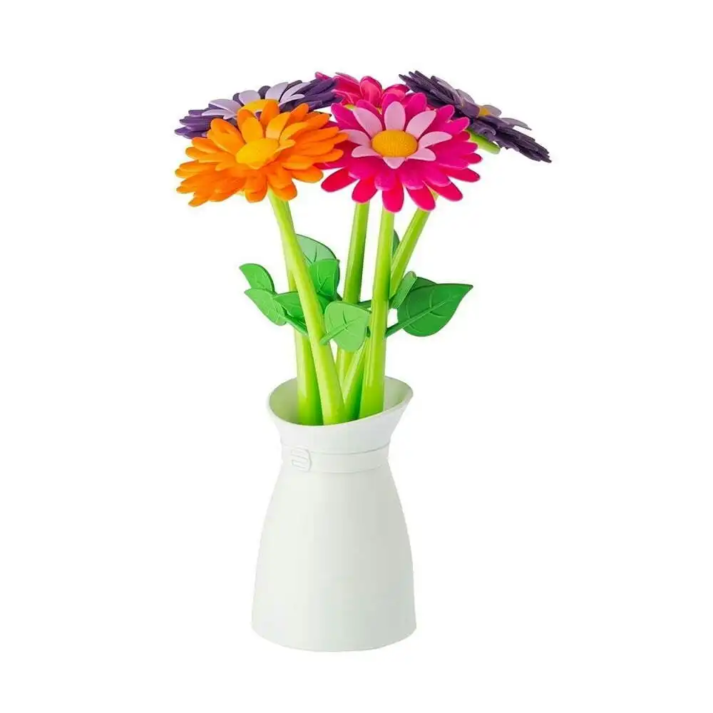 5pc Vigar Decorative Flower Shop Writing Pen Set w/Vase School/Office Stationery