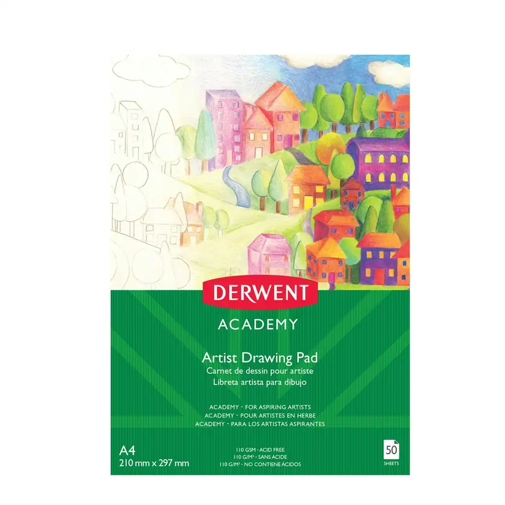 Derwent Academy Art/Craft Drawing/Sketch Paper Pad A4 Portrait 50 Sheet 110Gsm