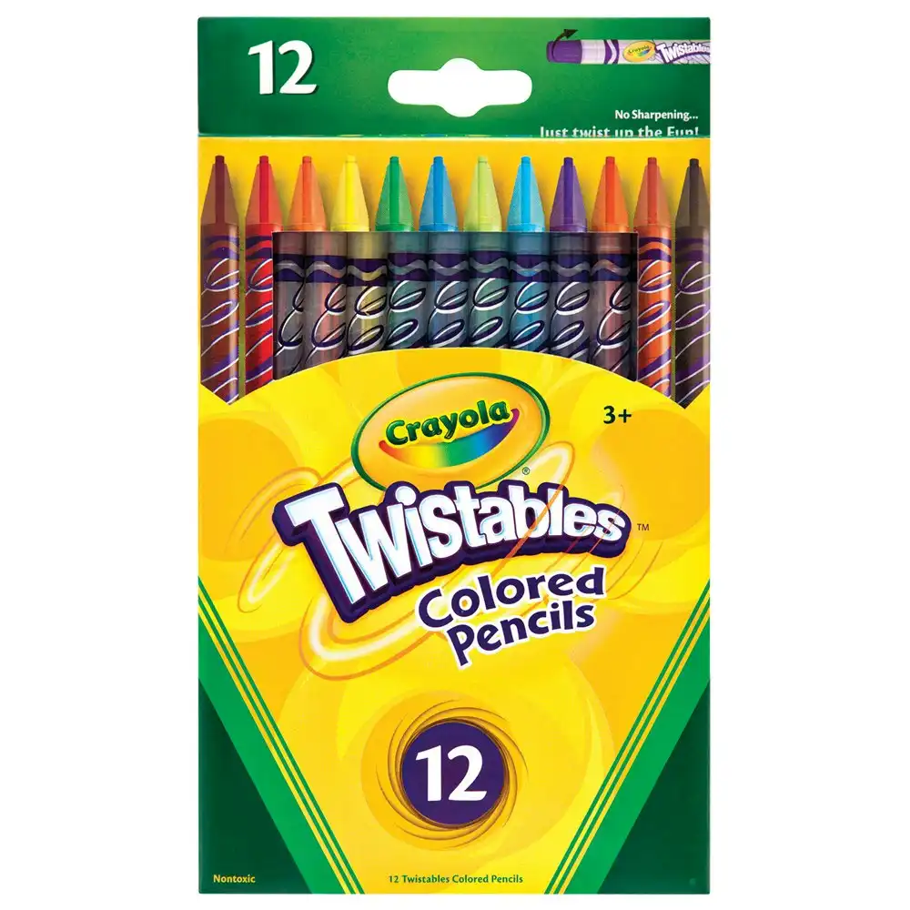 12pc Crayola Twistable Coloured Pencils Drawing Art/Craft Kids/Children 3y+