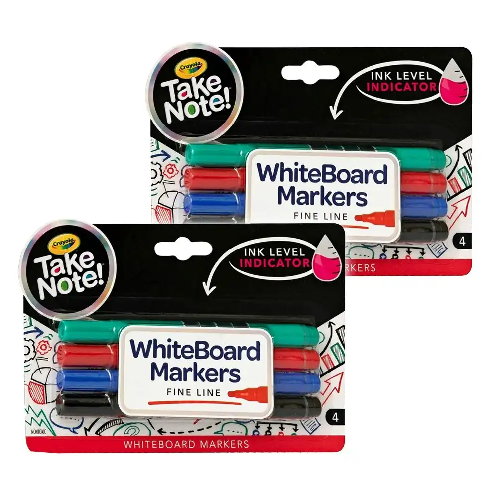 8x Crayola Take Note! White Board Markers Fine Line Kids/Children Art/Craft 1y+
