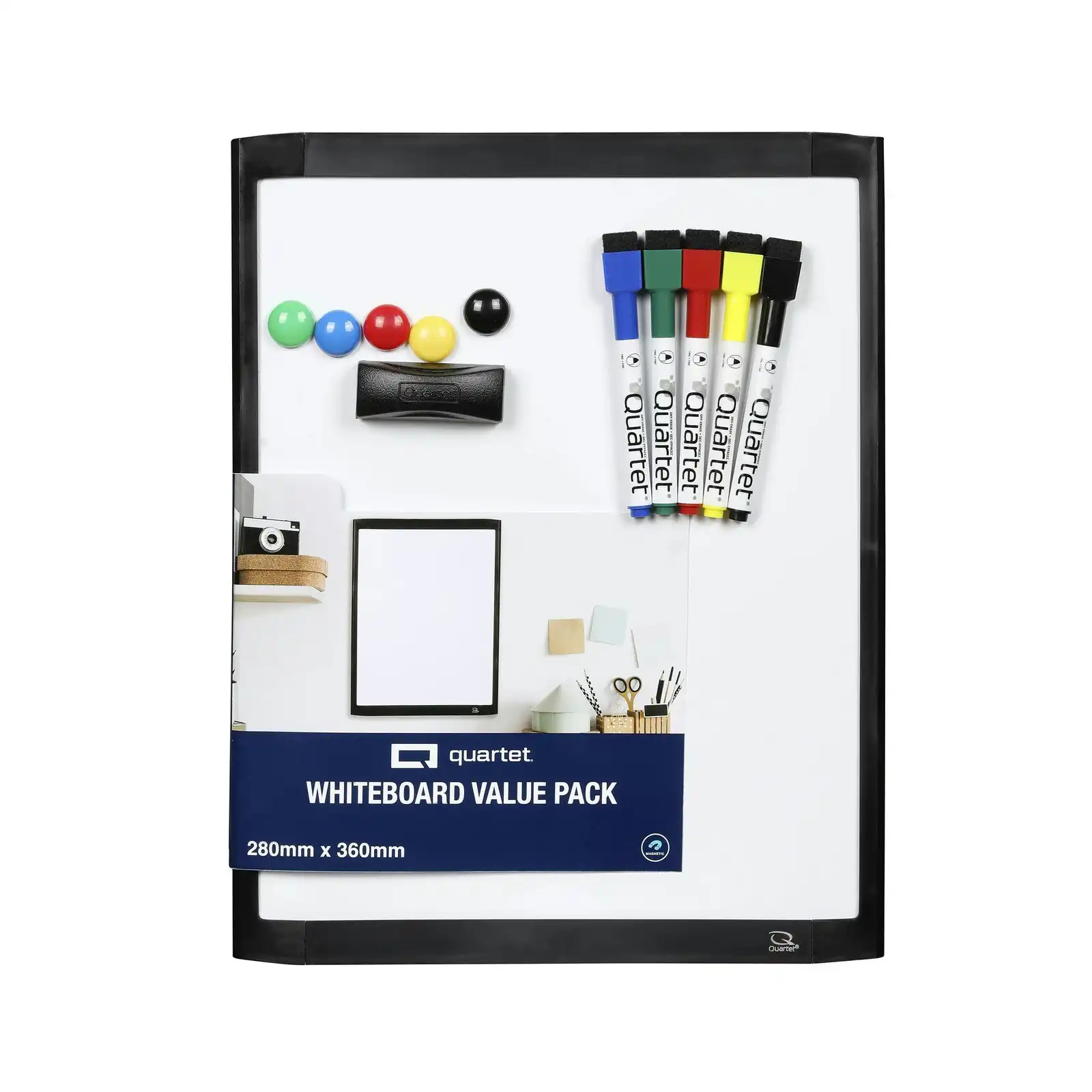 Quartet Magnetic A3 Dry-Erase Whiteboard Drawing/Writing Board w/Markers/Magnets