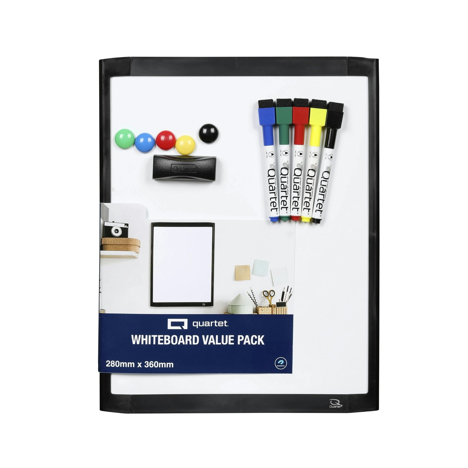 Quartet Magnetic A3 Dry-Erase Whiteboard Drawing/Writing Board w/Markers/Magnets