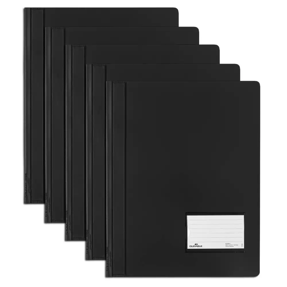 5x Durable Premium Extra Wide Flat File A4 Document Organiser Translucent/BK