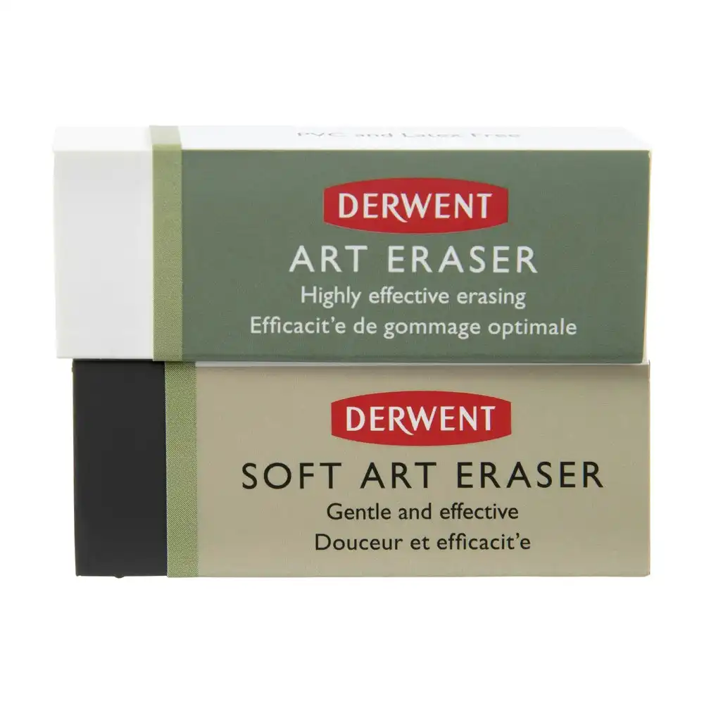 2pc Derwent Art And Soft Art Dual Eraser For Pencil Blister Set Black/White