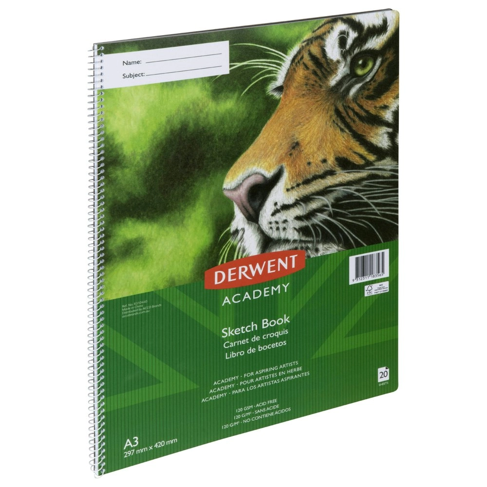 Derwent Academy Art/Craft PP Cover Sketch Book A3 Portrait 20 Sheet 110Gsm