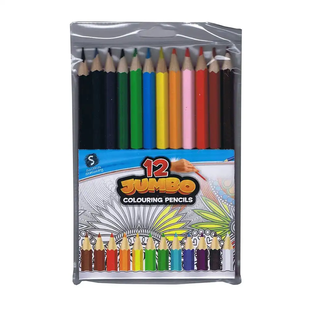 12pc Scribbles Stationery Jumbo Drawing/Colouring Pencils Art Set Kids/Adults