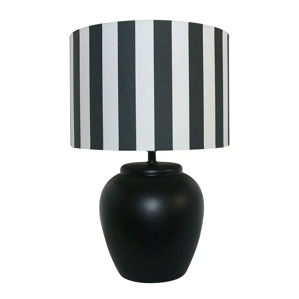 Maine & Crawford Camdyn 43cm Stripe Ceramic Bedside Light Desk Table Lamp Black