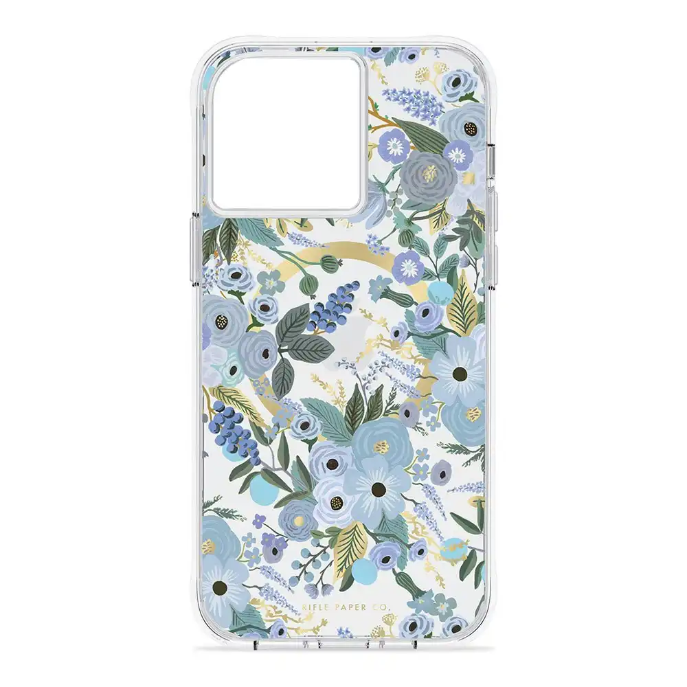 Case-Mate Rifle Paper MagSafe Case Mobile Cover For iPhone 15 Garden Party Blue