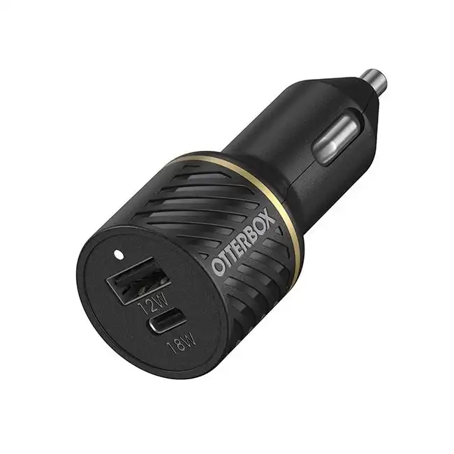 Otterbox 2 Part Car Charger Mobile Adapter 30W USB-C 18W PD + USB-A 12W Black