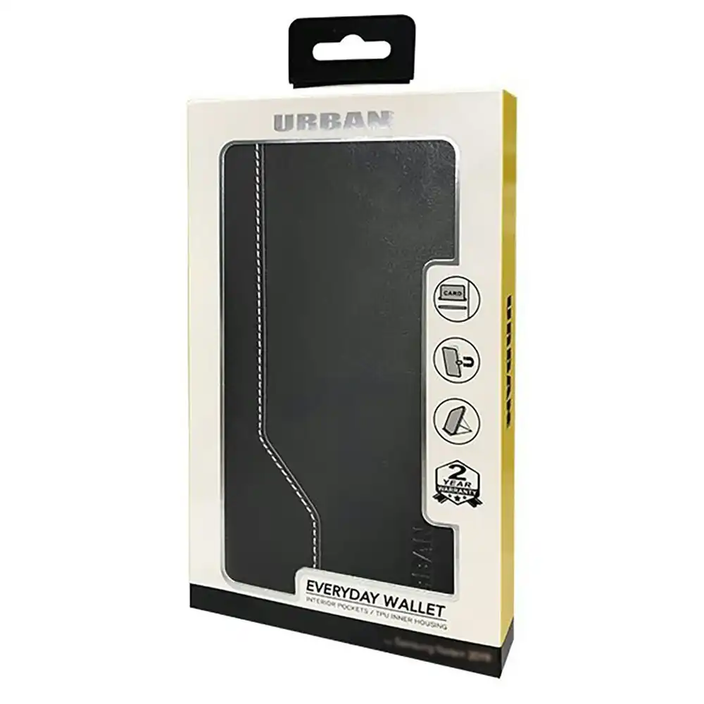 Urban Everyday Folio Wallet Flip Case w/ Card Slot For Samsung Galaxy S21 Black