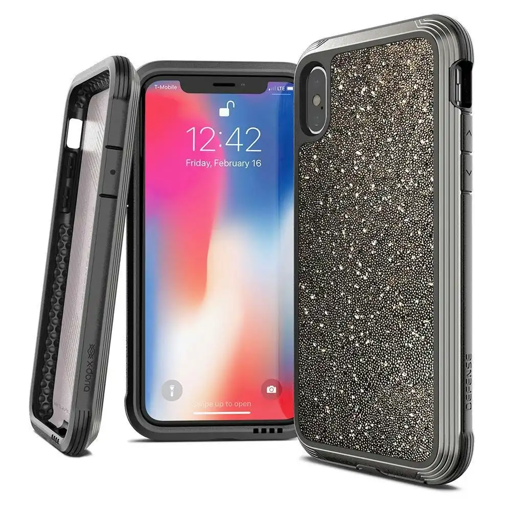 X-Doria Defense Lux Phone Case Cover Protection For iPhone XS Max Dark Glitter