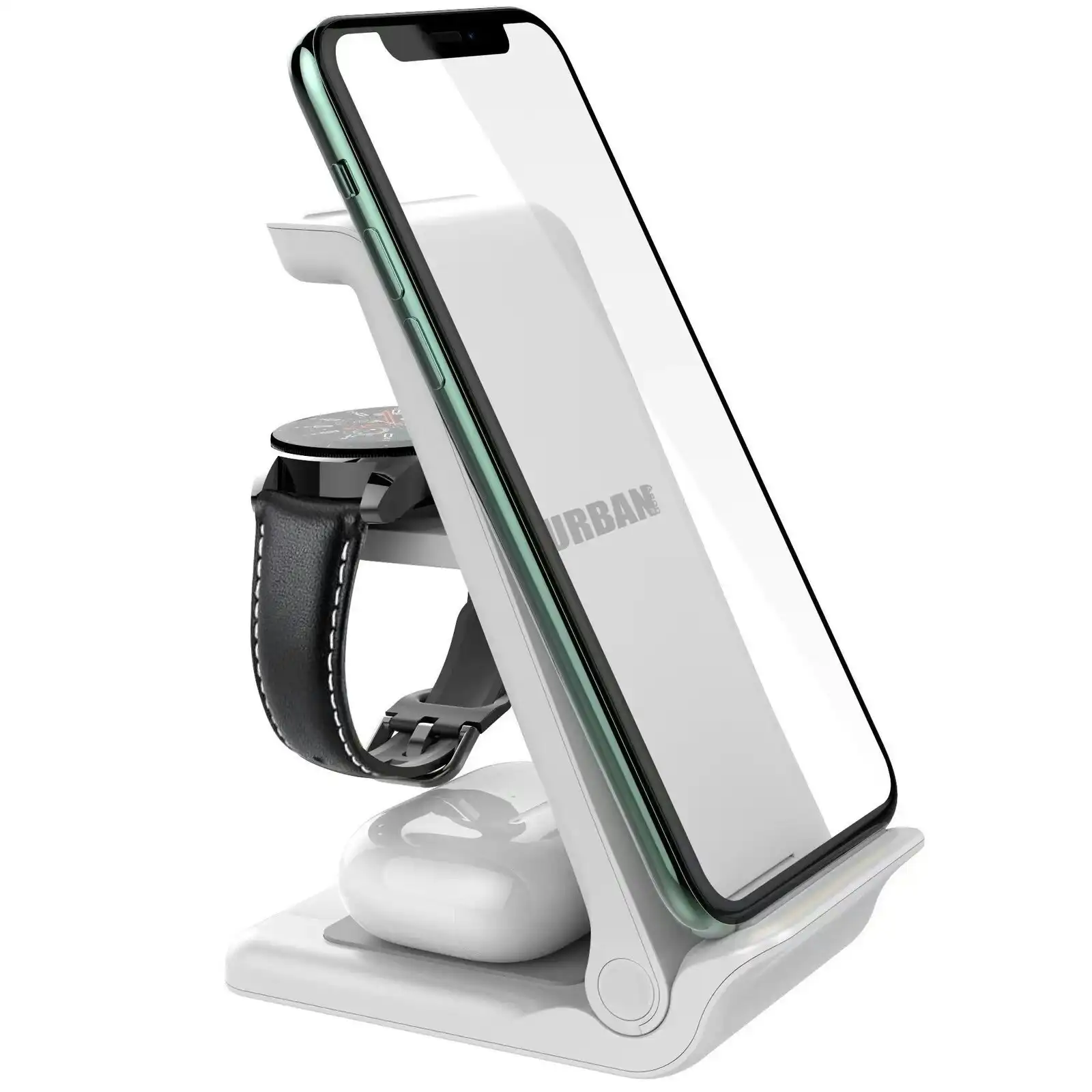 Urban Travel S 3in1 Foldable Wireless Charger Dock/Stand For Smartphones White