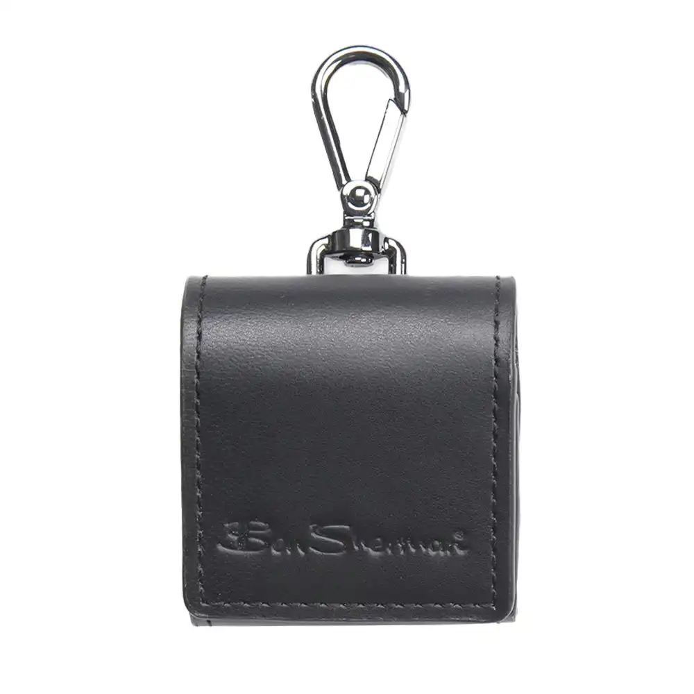Ben Sherman Men's Leather Earbud Case Holder Protection For Apple Air Pods Black