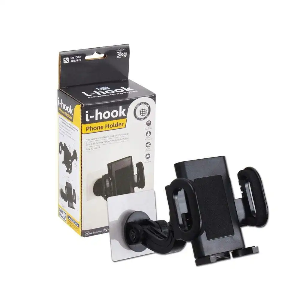 I-Hook Adjustable Universal Car Phone Suction Holder Storage Mount Stand Black