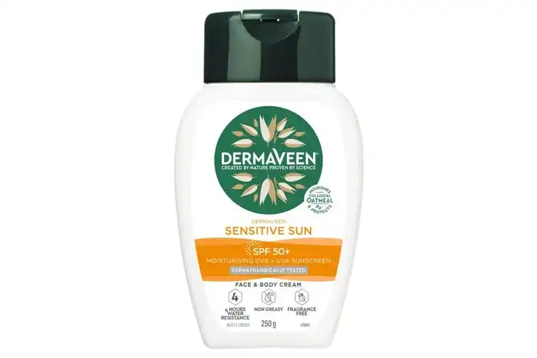 DermaVeen Spf 50+ Daily Nourish Sun Sensitive With Body Moisturiser 250g