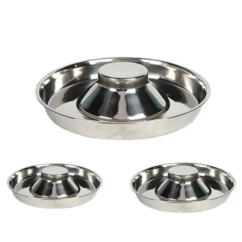 Feeder Bowl Stainless Dish Puppy Dog Pet Cat Litter Food Feeding Weaning Home Au