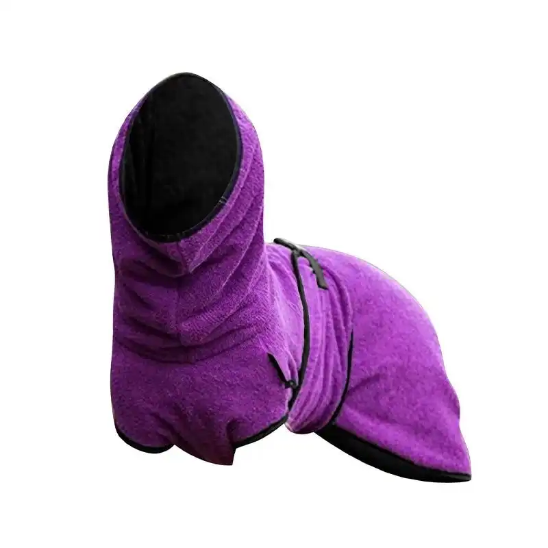 Pet Bathrobe Clothes Dog Towel Drying Robe Soft Warm Super Absorbent Purple
