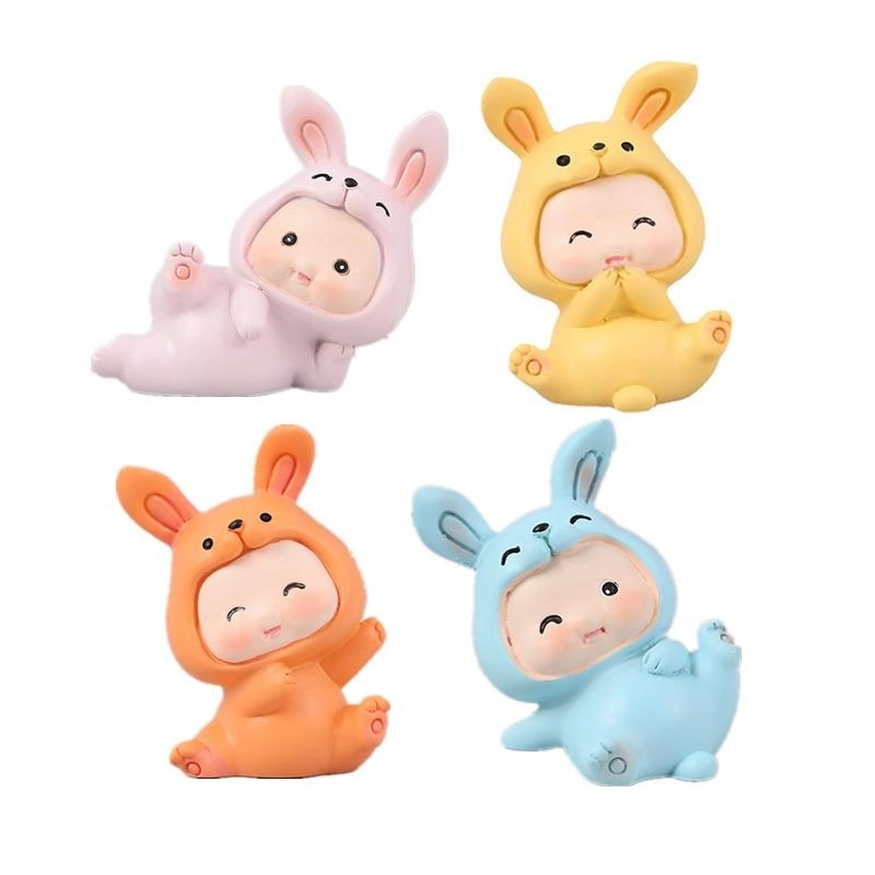 Rabbit Animal Figure Toys Ornament Car Console Dashboard Decor Car Home Room