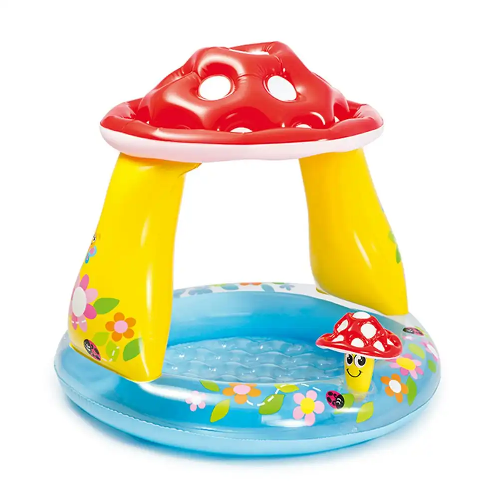 Intex Mushroom 1.02mx89cm Inflatable Kids Swimming Pool w/Sunshade Water Tub 1y+
