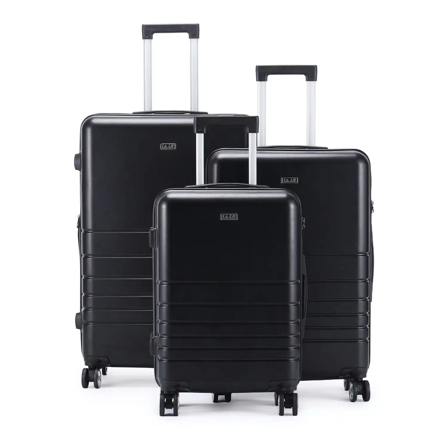 3pc Kate Hill Bloom Wheeled Trolley Hard Suitcase Luggage Set Black S/M/L